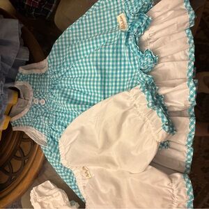 Madison Turquoise and White Kids Gingham Set